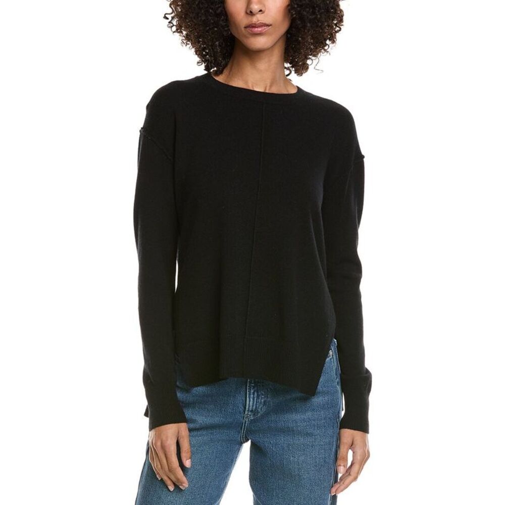 Incashmere Womens  Seam Detail High-Low Wool & Cashmere-Blend Sweater
